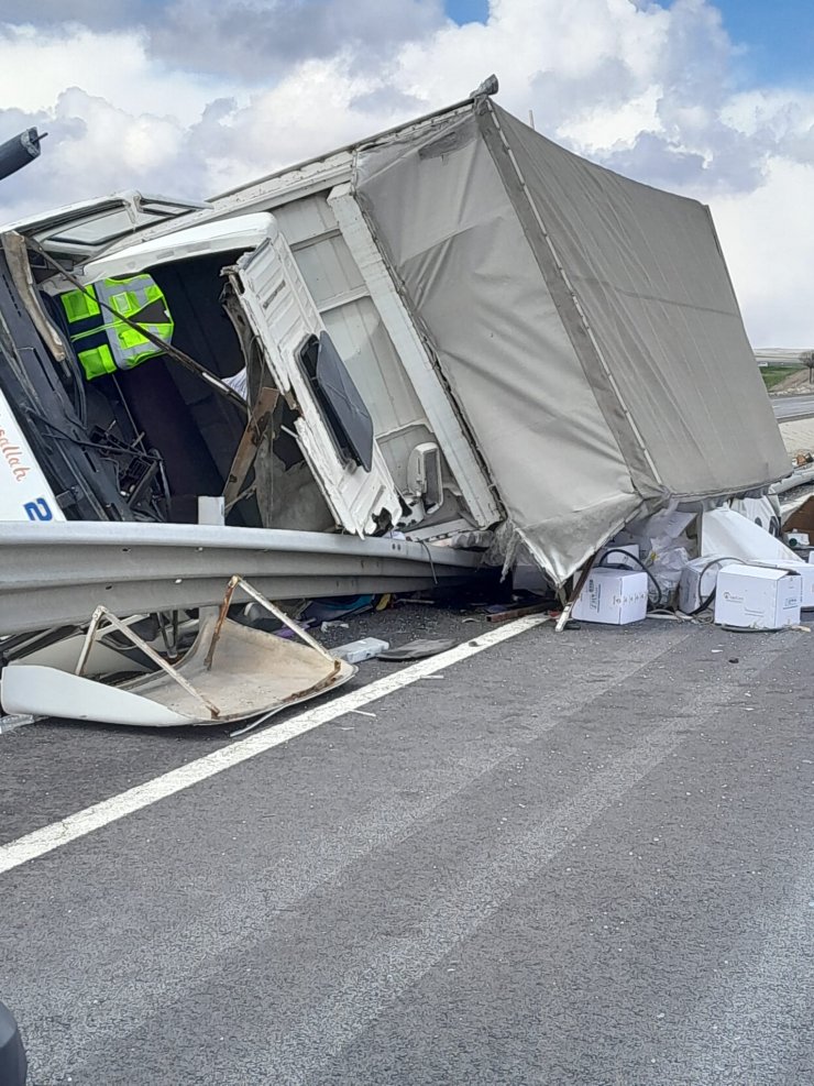 Devrilen tarım ilacı yüklü kamyonun şoförü öldü