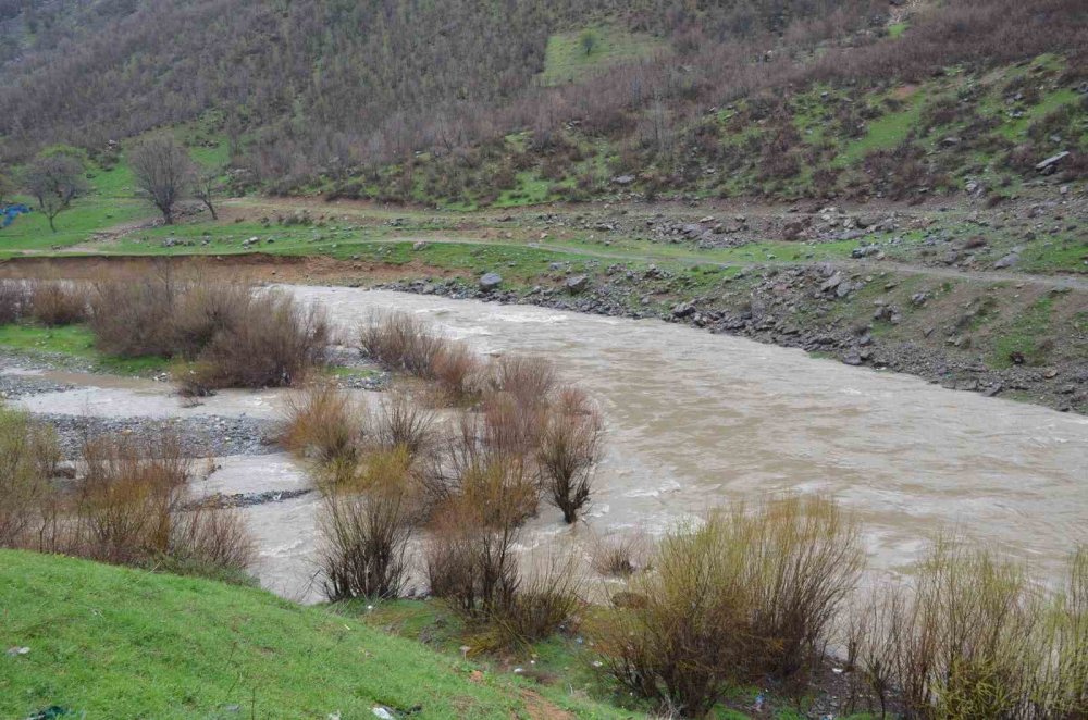 Sağanak yağışlar etkili oldu, Habur Çayı’nın debisi yükseldi