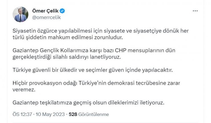 AK Parti'li Çelik: Seçimler güven içinde yapılacaktır