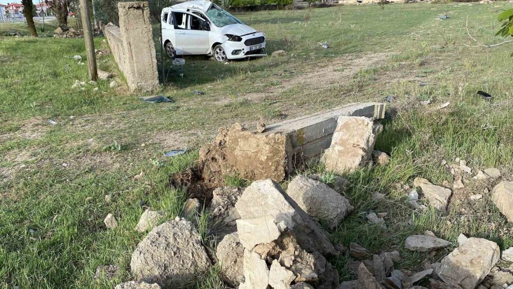 Konya'da köpeğe çarpan hafif ticari araç takla attı