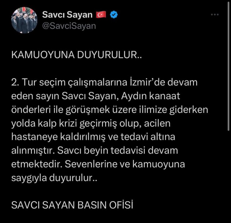 AK Parti'li Savcı Sayan kalp krizi geçirdi