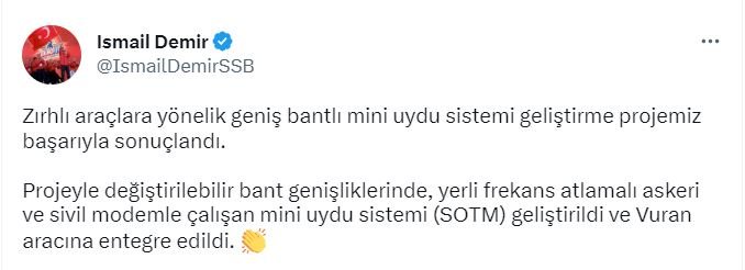 Yerli mini uydu sistemi zırhlı kara aracı 'Vuran'a entegre edildi