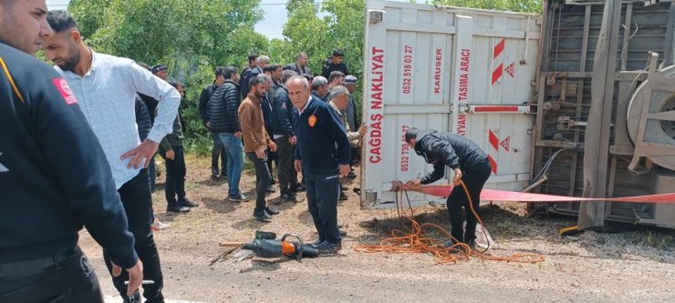 Devrilen TIR'daki 102 koyun ve keçi öldü; şoför yaralı