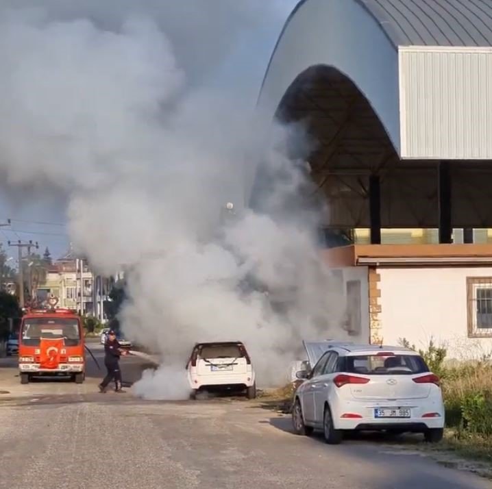 Park halindeki otomobil alev alev yandı