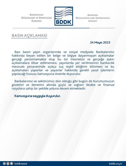 BDDK'dan bankalarla ilgili çıkan haberlere ilişkin açıklama