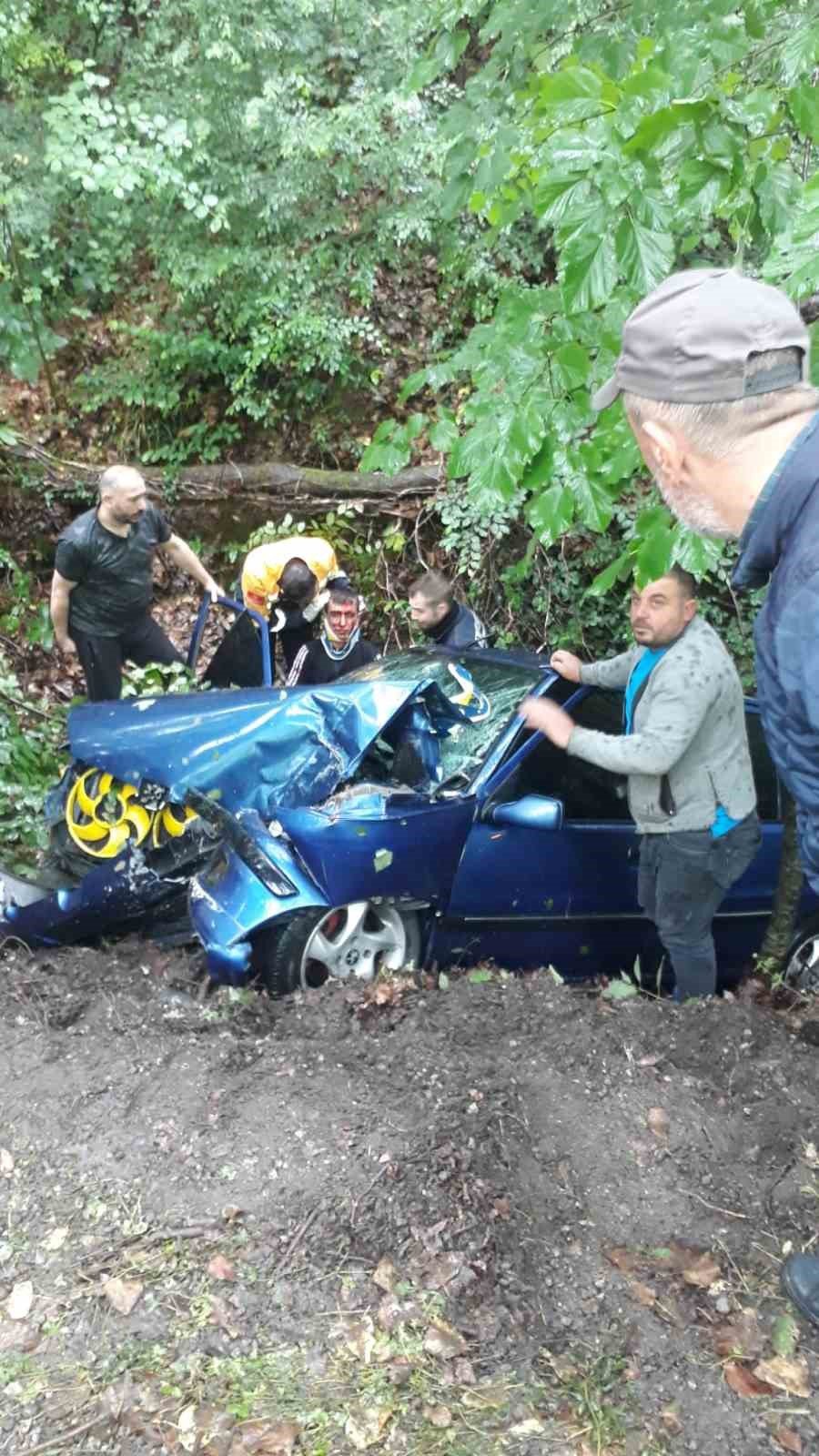 Kontrolden çıkan otomobil ağaca çarptı: 2’si ağır 3 yaralı