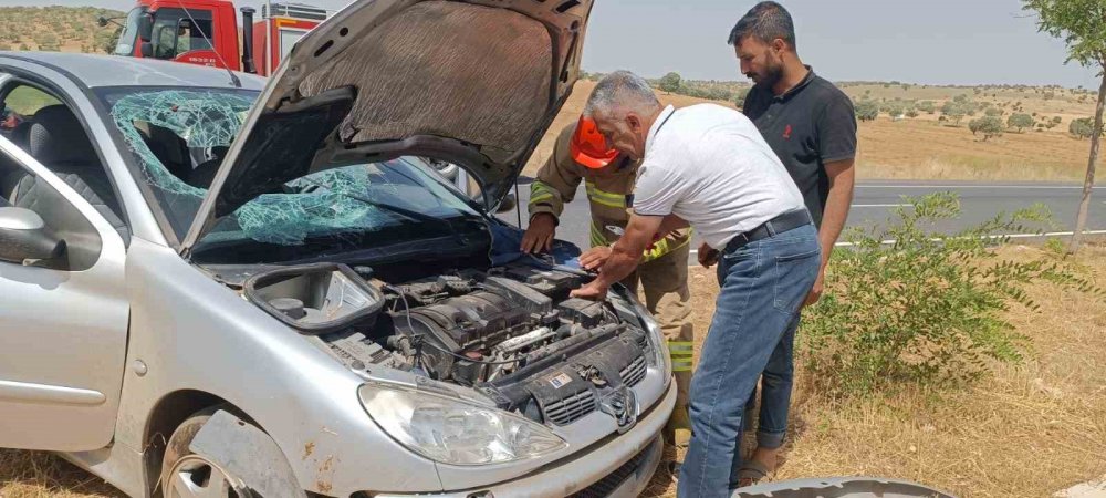 Mardin’de kontrolden çıkan otomobil refüje çıktı: 2 yaralı