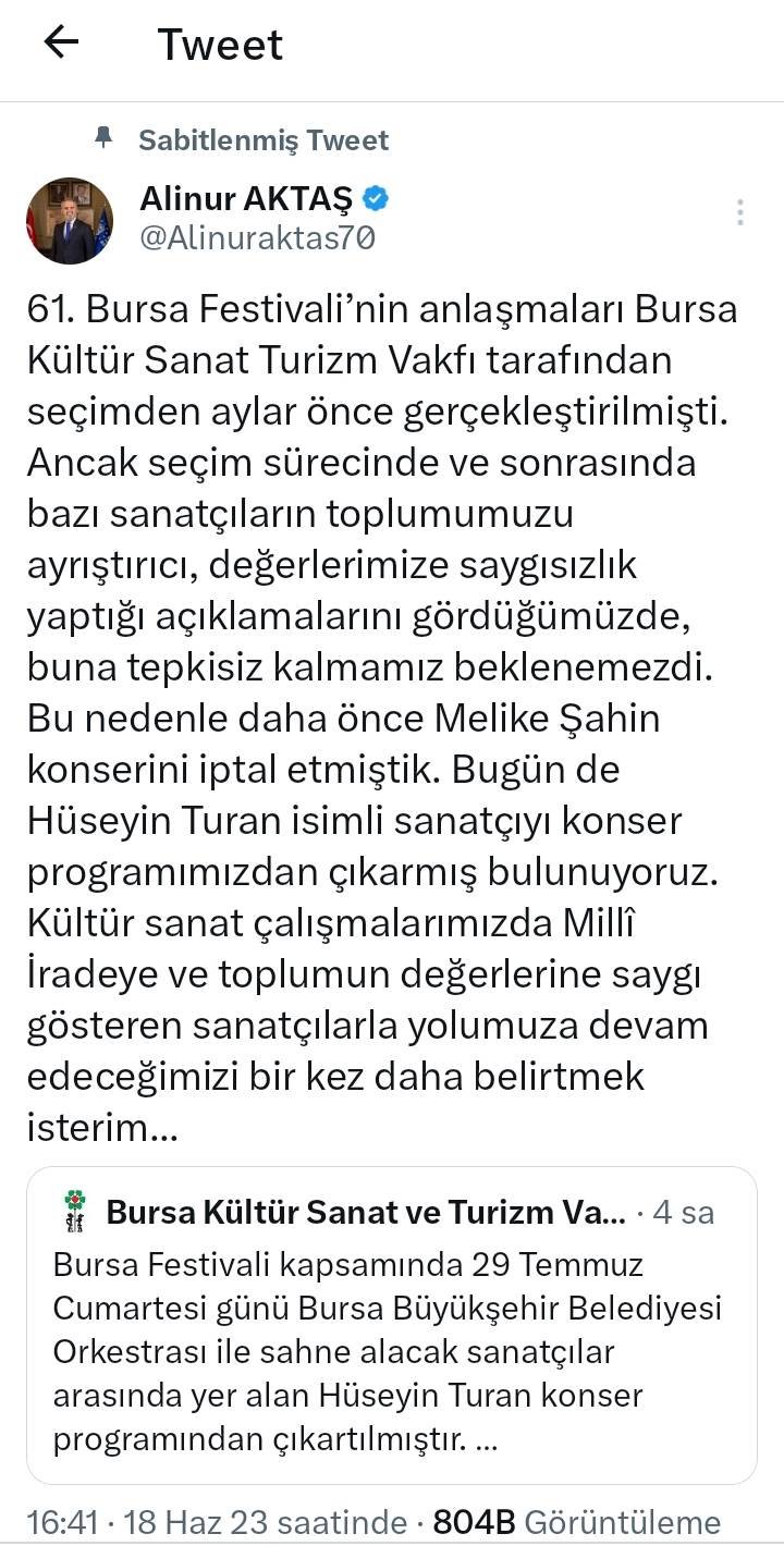 Hüseyin Turan konseri tepkiler üzerine  iptal edildi