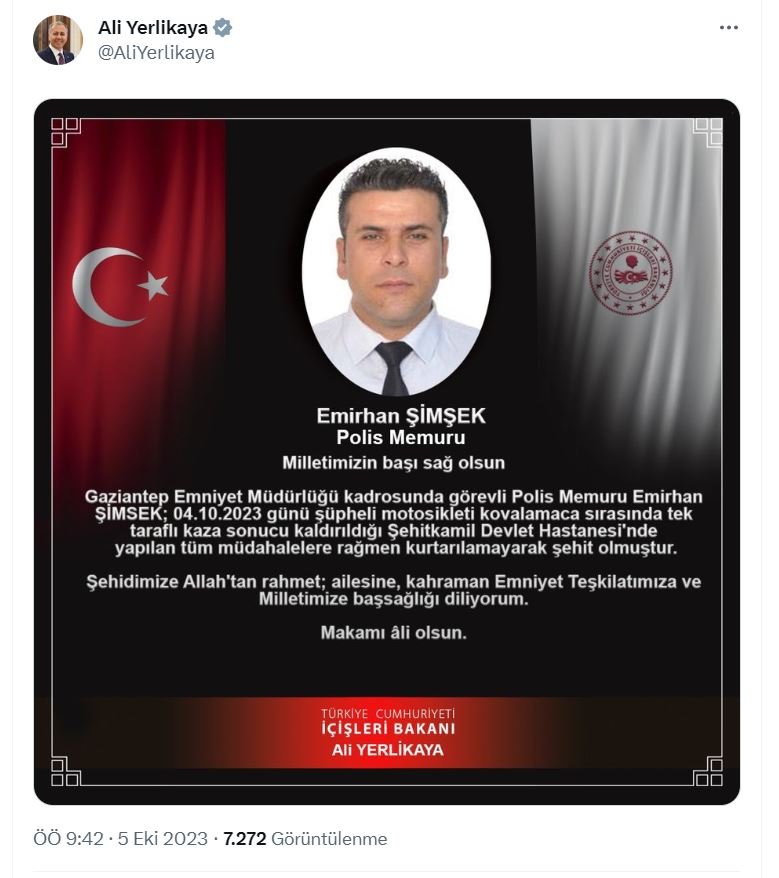 Trafik kazası... Polis memuru şehit oldu