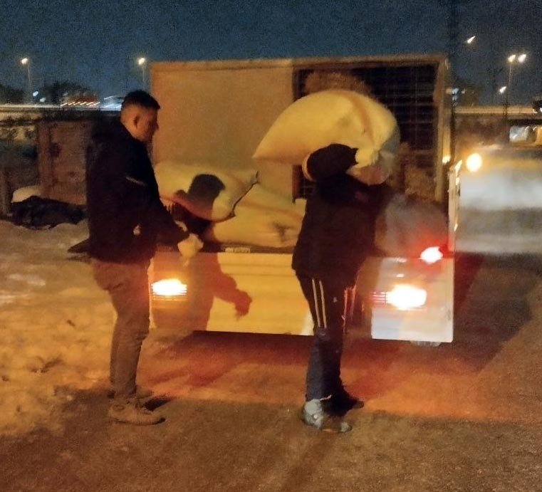 Karla kaplı yaylada aç kalan yılkı atları şehir merkezine indi