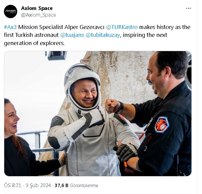 Gezeravcı'dan Dünya'ya dönüşünün ardından ilk paylaşım: Merhaba Dünya, ben geldim