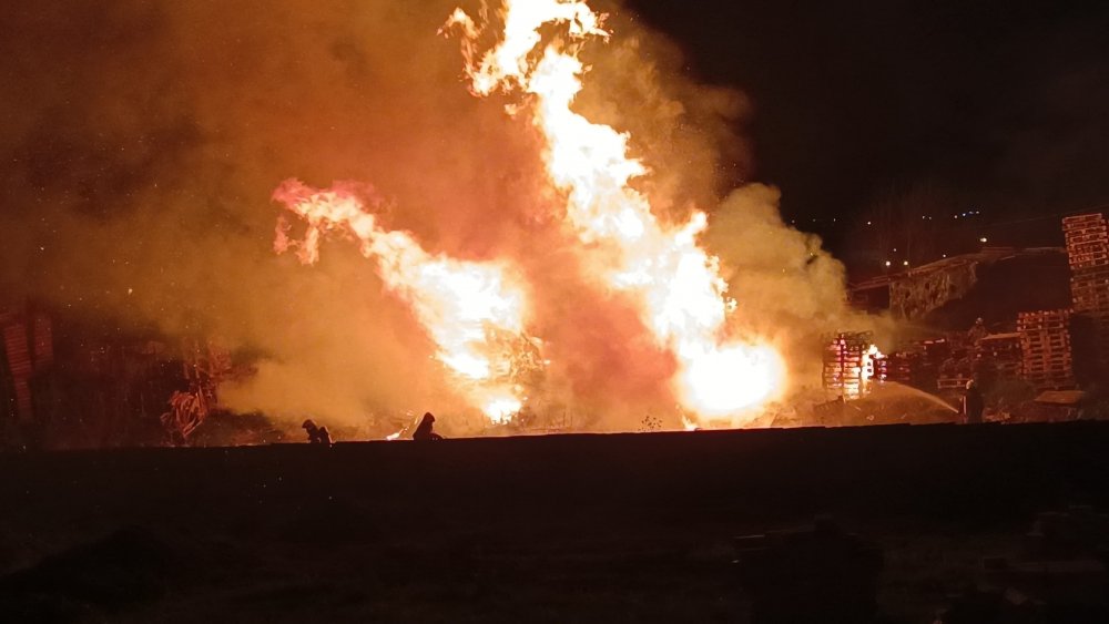 Bursa'da palet fabrikasında yangın