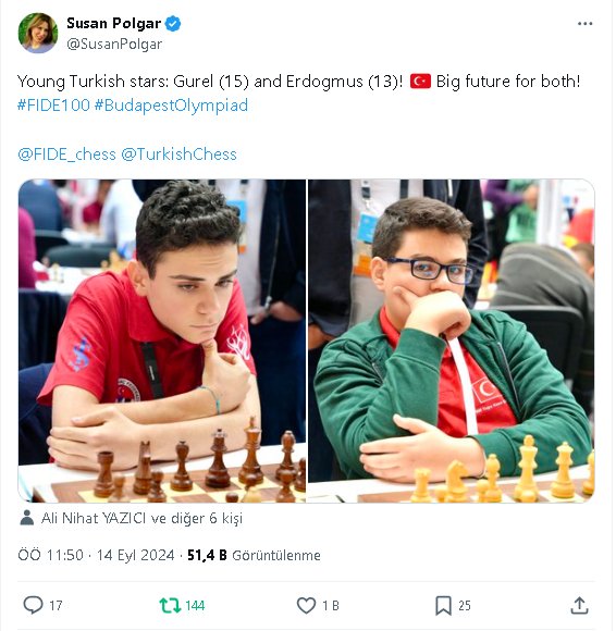 Dünya Satranç Olimpiyatları'na Türk gençleri damga vurdu