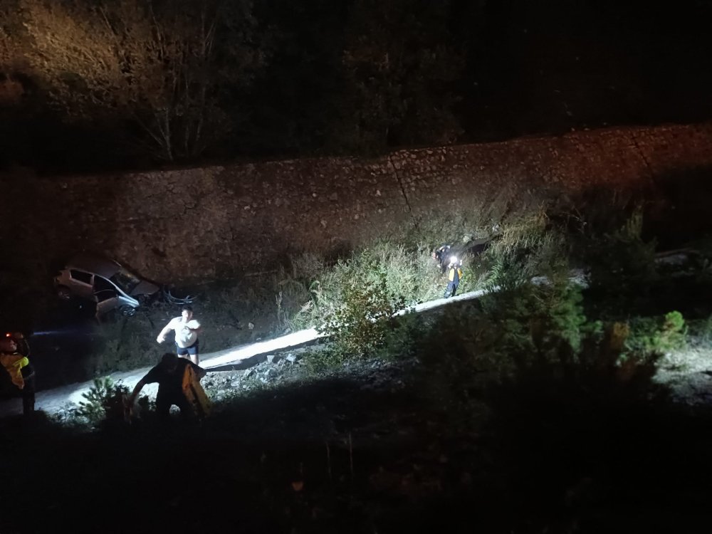 Yola çıkan köpeğe çarptıktan sonra dereye düşün otomobilin sürücüsü yaralandı