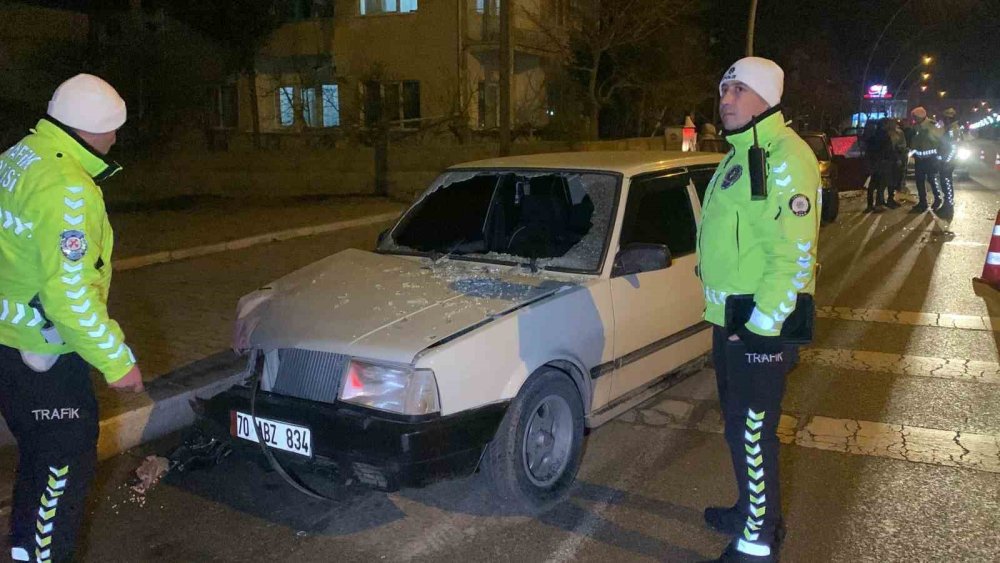 Yer Karaman... Kazaya karışan sürücü, aracı ile yaralıyı olay yerinde bırakarak kaçtı