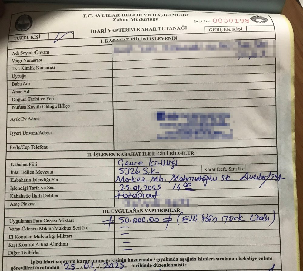 Yola beton döküldü; 50 bin TL ceza!