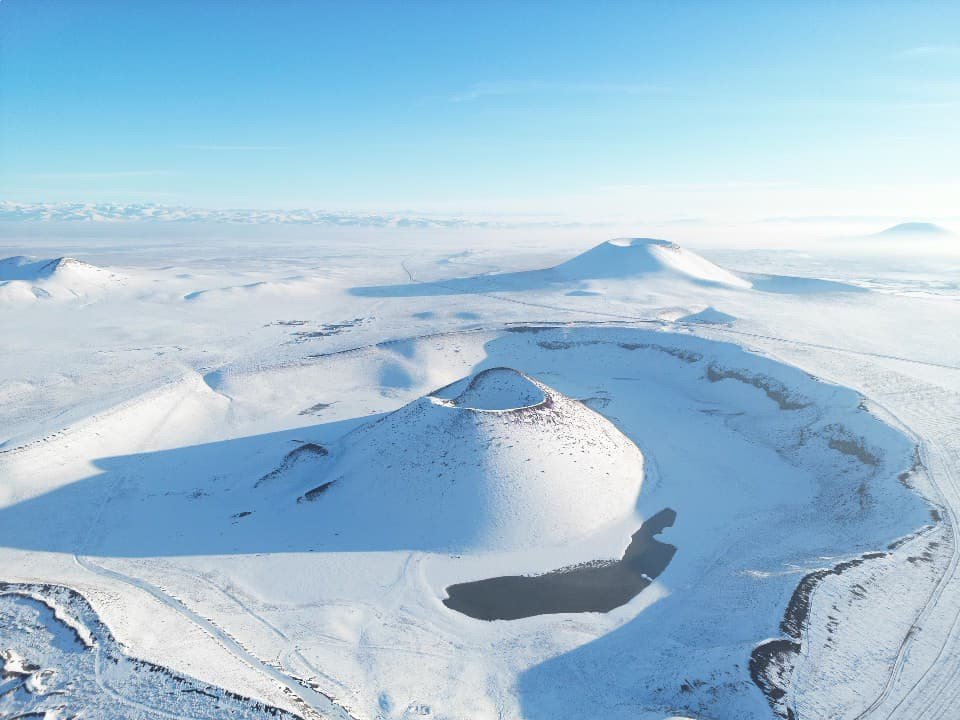 Kar yağışıyla birlikte Konya'nın jeolojik mirasında eşsiz manzara