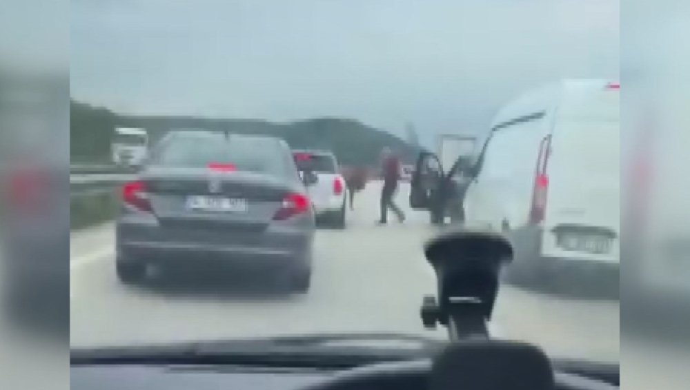 Boğa, sürücülere zor anlar yaşattı