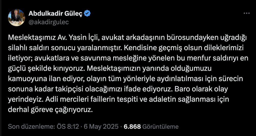 Avukat, silahlı saldırıda ayaklarından vuruldu