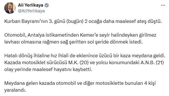 Bakan Yerlikaya acı haberi duyurdu: 2 ocağa daha ateş düştü