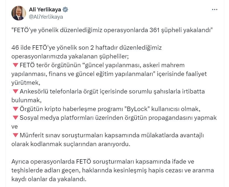 Konya dahil 46 ilde operasyon!