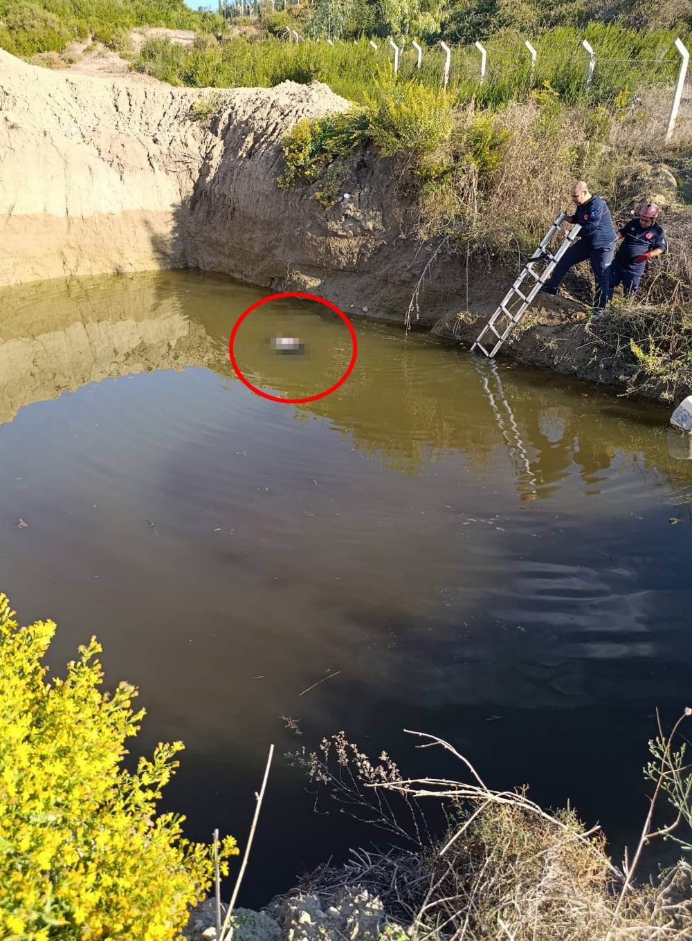 Su dolu çukurdan kadın cesedi çıktı