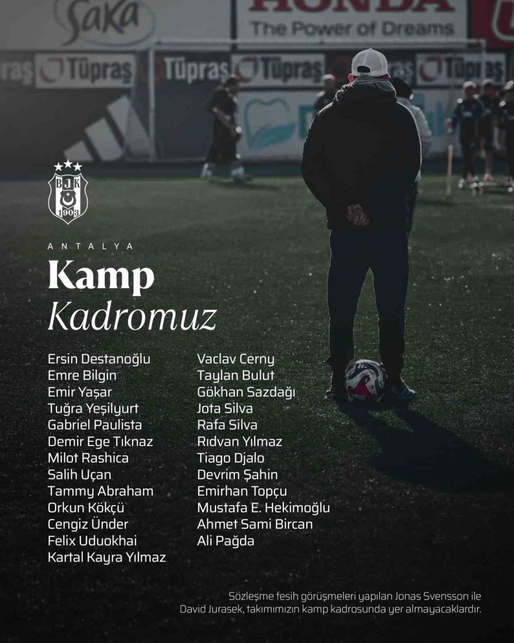 Beşiktaş’ın 25 kişilik Antalya kampı kadrosu